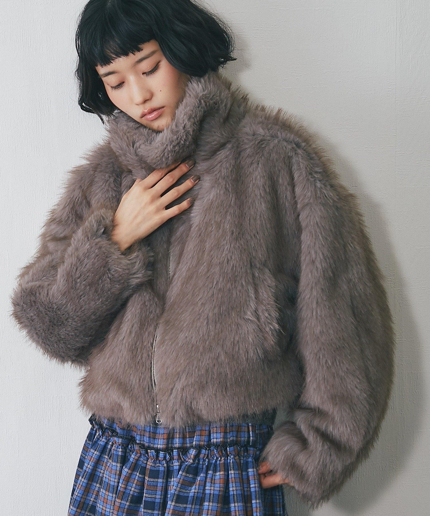 SMILE ORCHID｜ミックスファーショート丈ジャケット | Rakuten Fashion