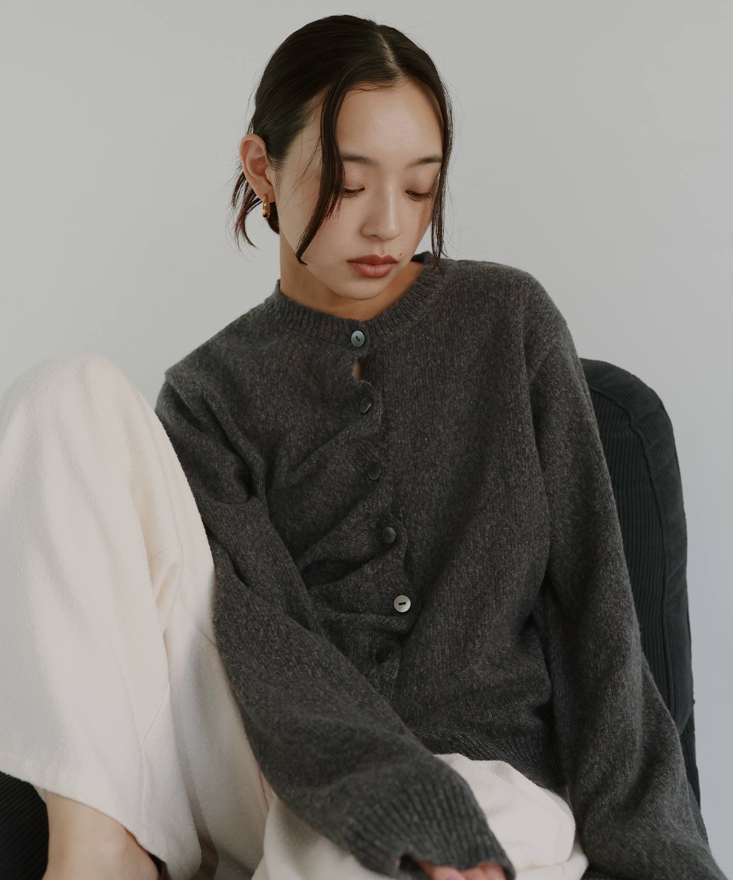 hellam｜フロントギャザーニットカーディガン | Rakuten Fashion(楽天