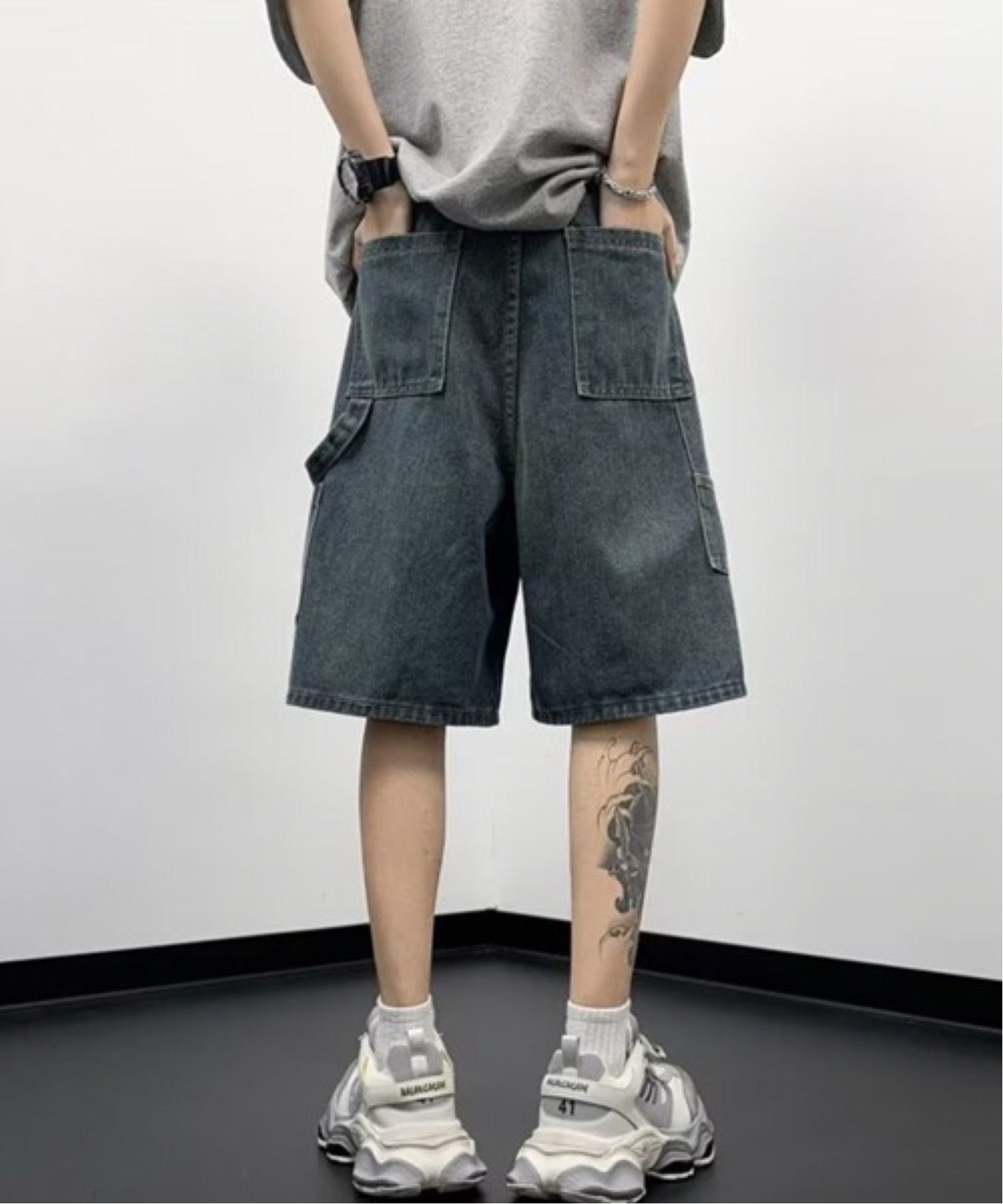 CERCA｜NOWLE/(M)【NOWLE】スタッズ デザイン デニム ハーフパンツ