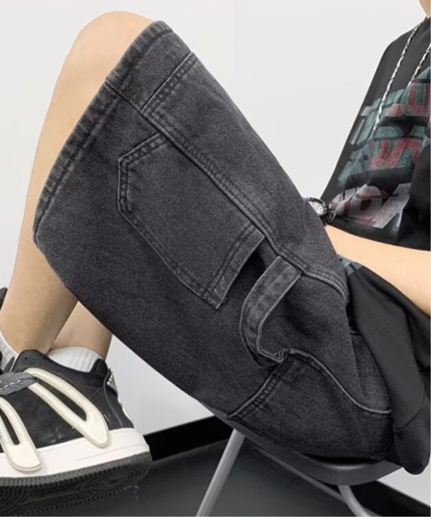 CERCA｜NOWLE/(M)【NOWLE】スタッズ デザイン デニム ハーフパンツ