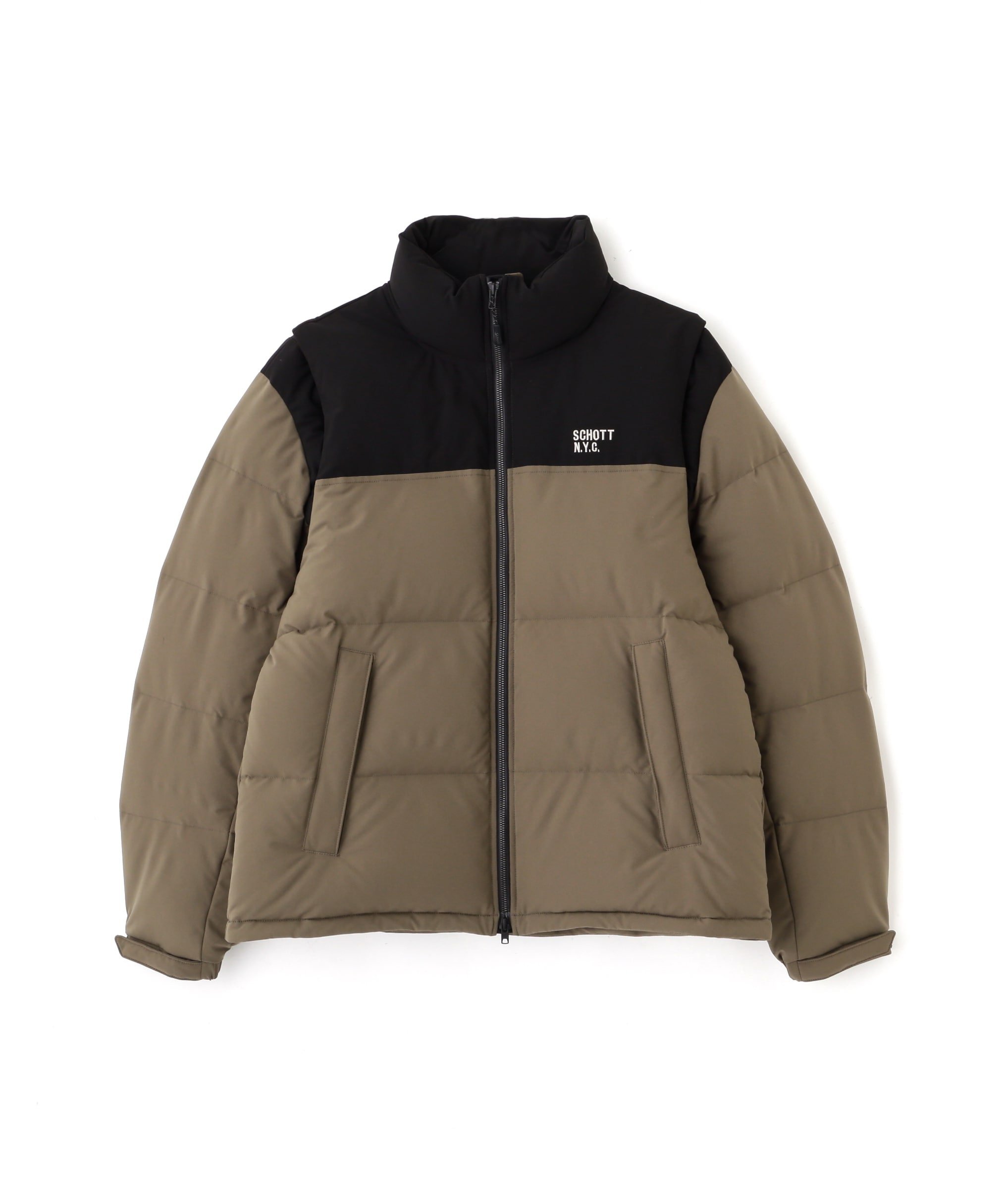 Schott｜2WAY 2TONE DOWN JACKET/2ウェイ 2トーン ダウンジャケット