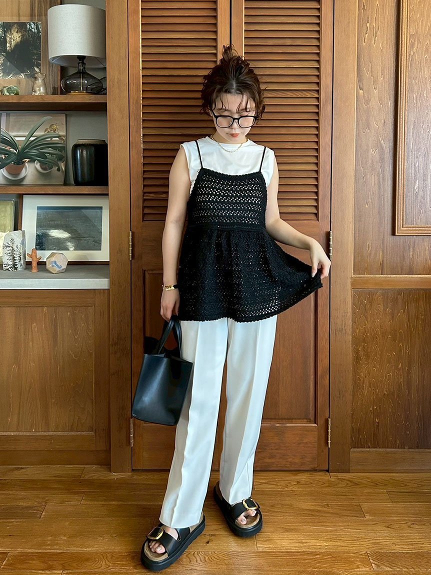 Mila Owen｜【ウォッシャブル】クロシェニットキャミ×ノースリトップス