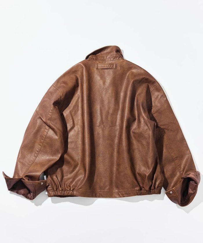 FREAK'S STORE｜フェード加工 レザレッド ショート丈 ジップブルゾン