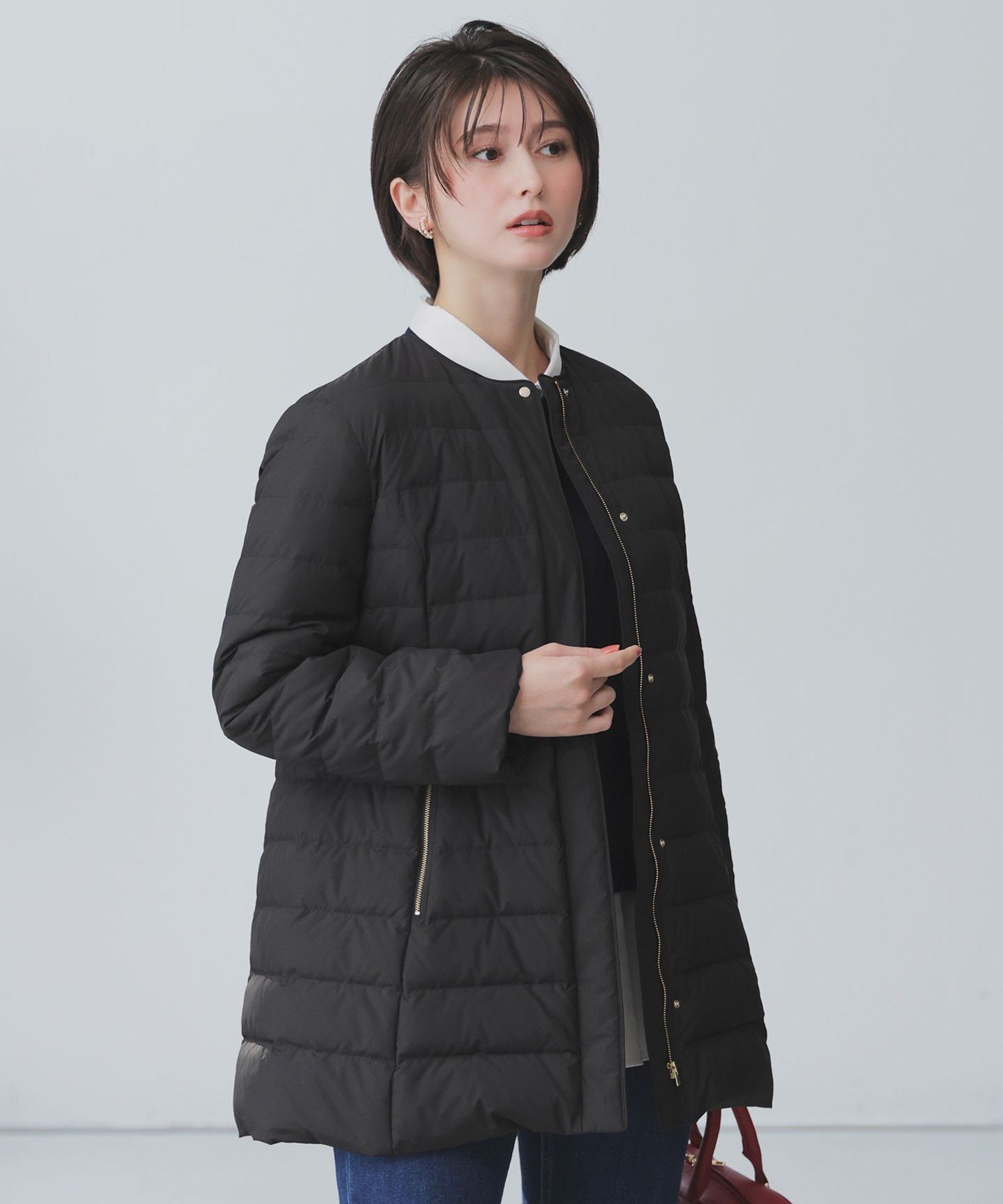 ANY SIS｜【2WAY】ノーカラーミドル ダウン | Rakuten Fashion(楽天