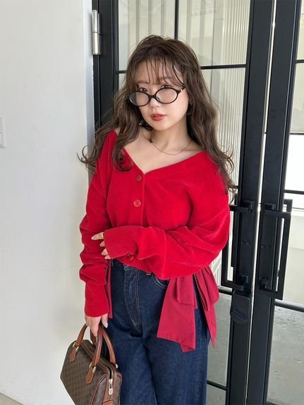 SNIDEL｜リボンドッキングカーディガン | Rakuten Fashion(楽天