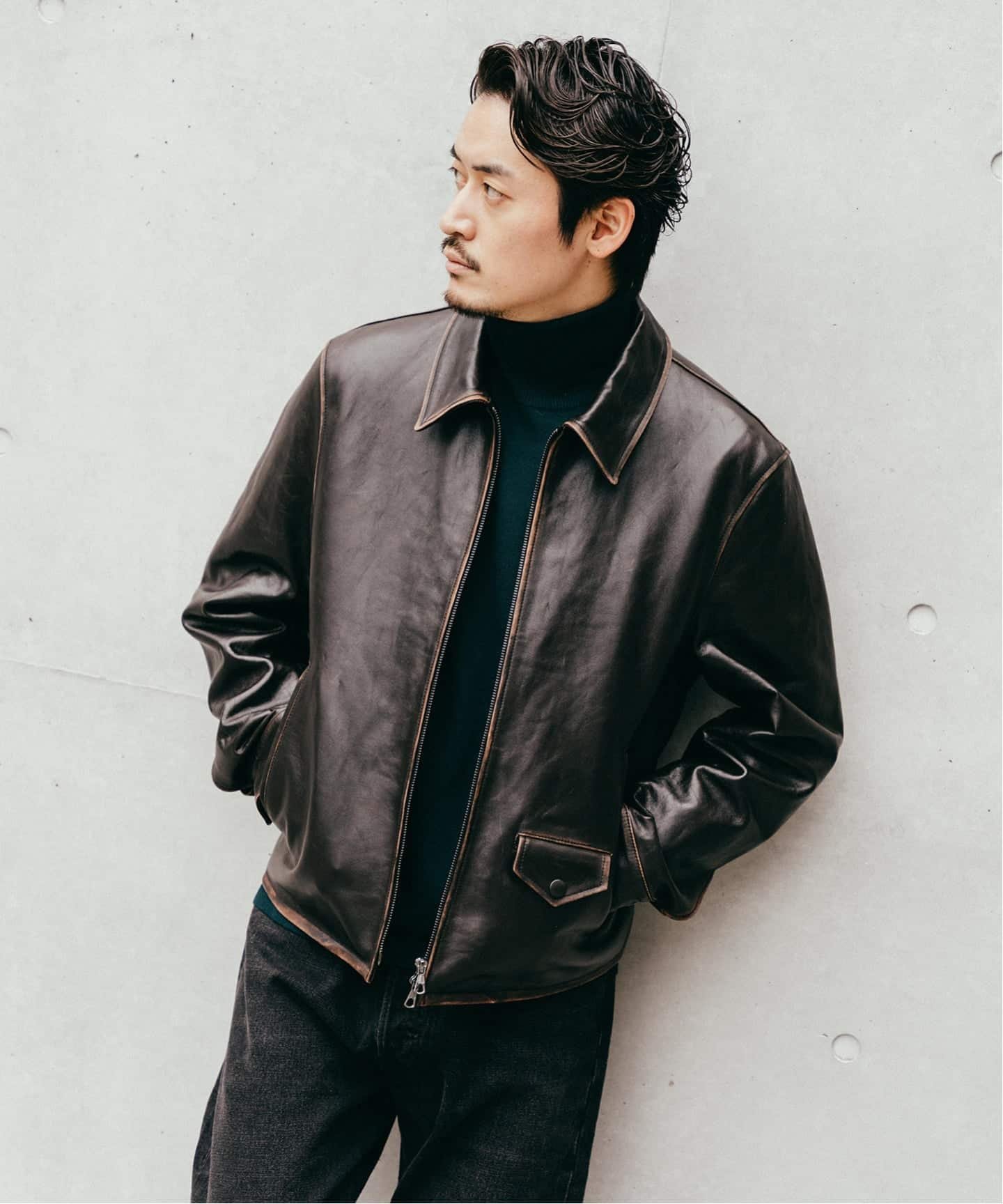 EDIFICE｜ラムレザー フレンチアンティーク ライダースジャケット