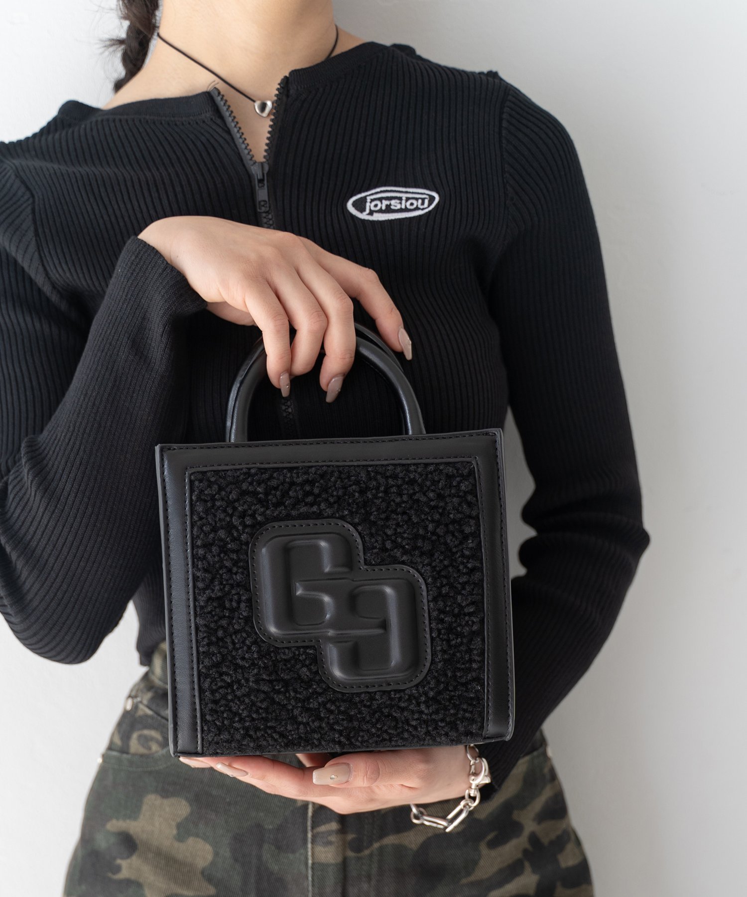 ELGAES｜【WEB限定商品】GYDA(ジェイダ)2WAYスクエアミニバッグ ボア