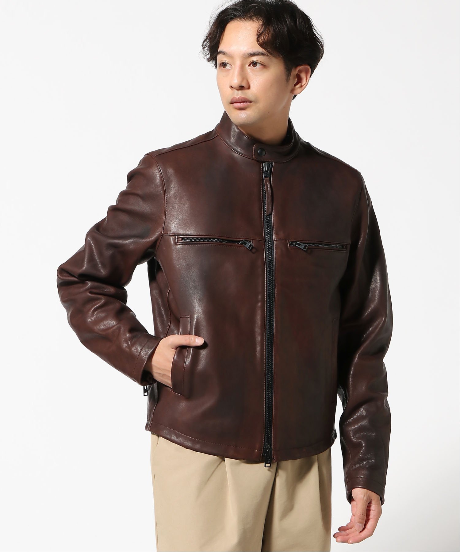 BANANA REPUBLIC｜(M)レザー バイカージャケット | Rakuten Fashion