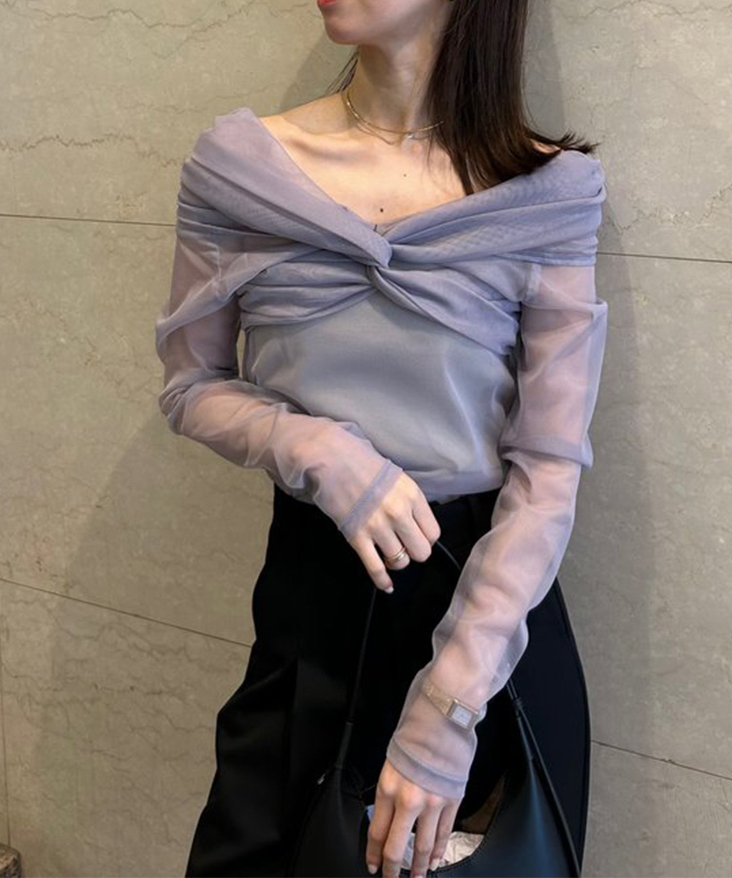 anuans｜シアーギャザーオフショルブラウス | Rakuten Fashion(楽天