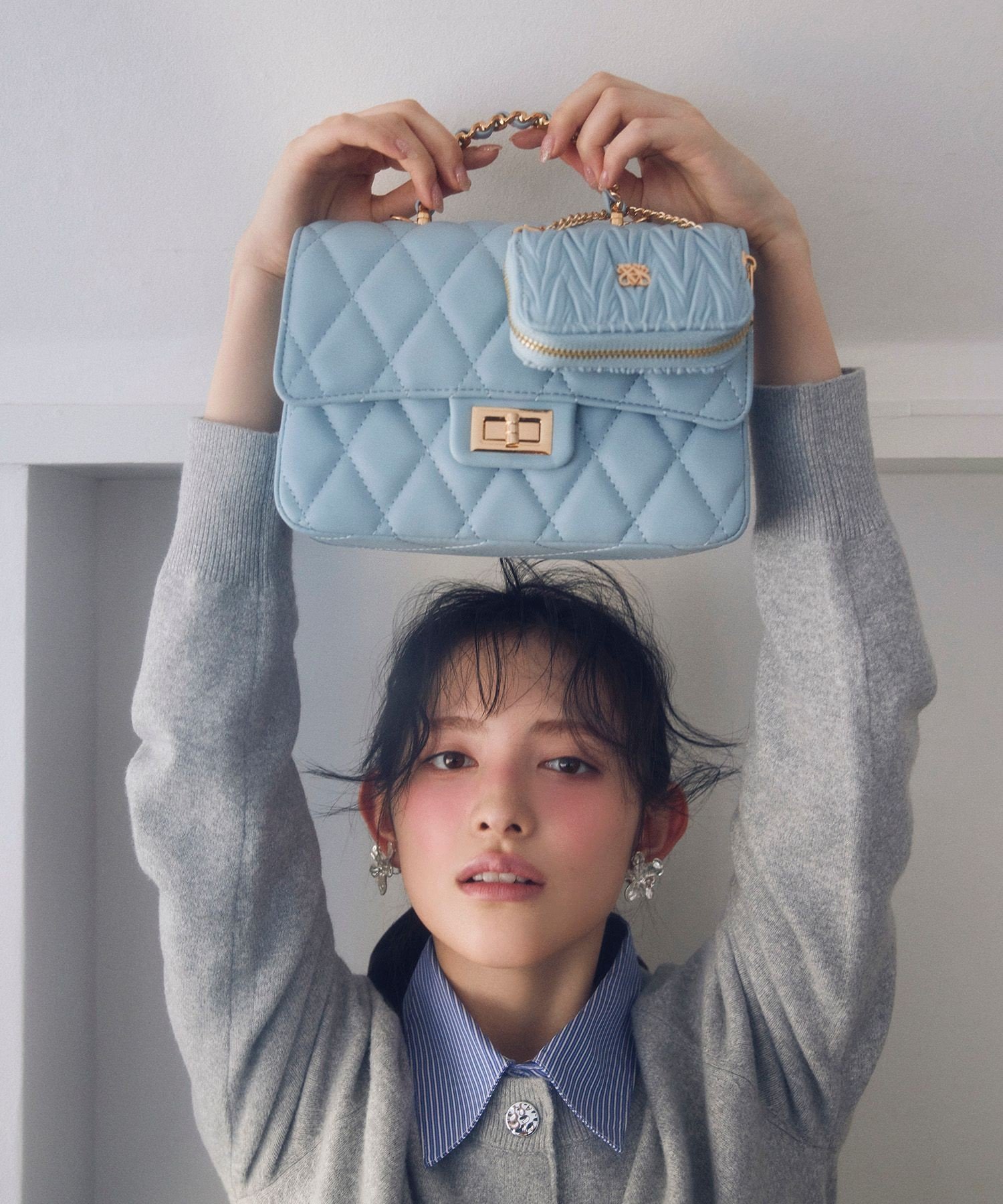 VIS｜チェーンハンドルキルティングショルダーバッグ/2WAY・一部WEB