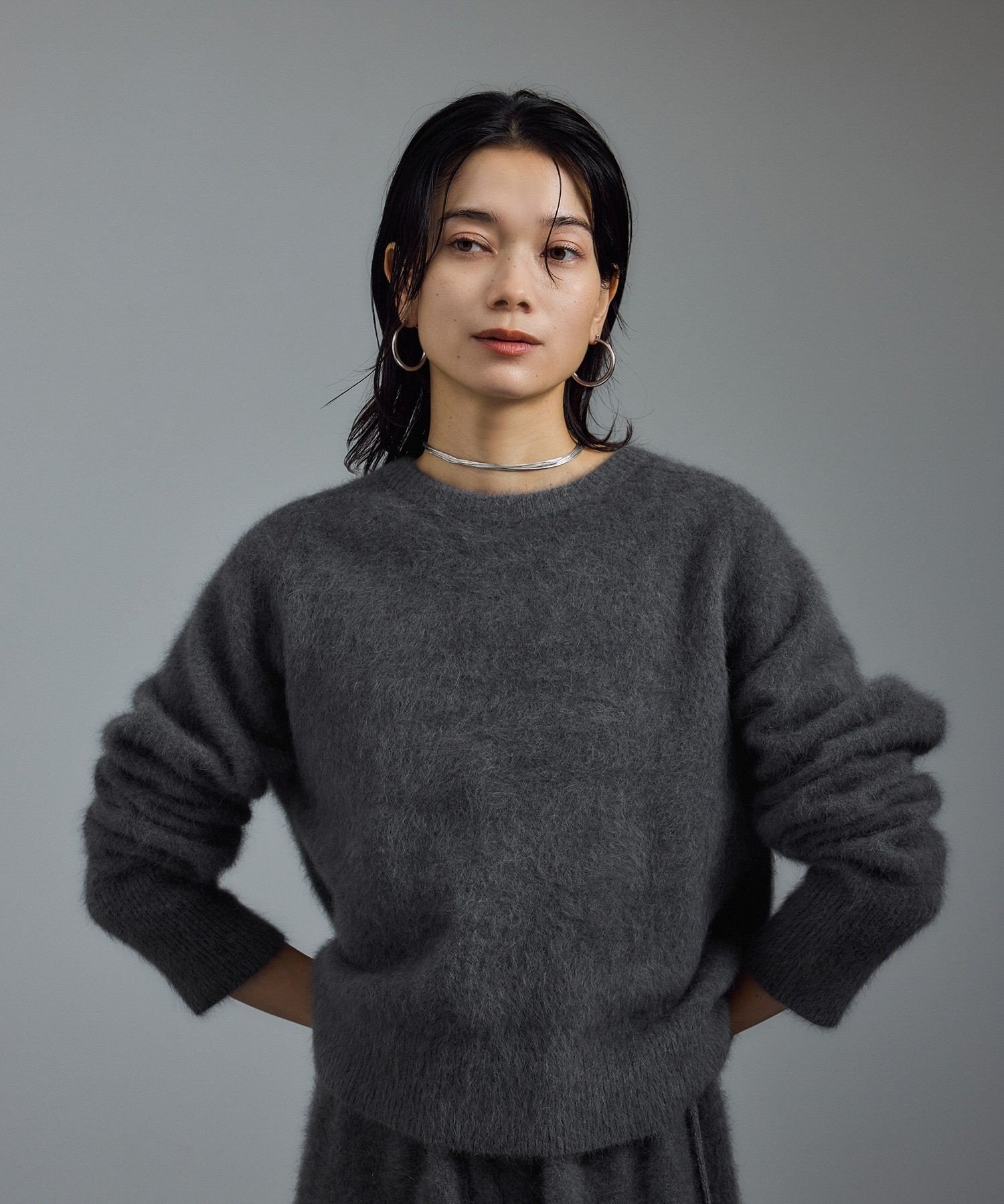 SALON adam et rope'｜フォックスカシミヤ混 前後2WAYカーディガン