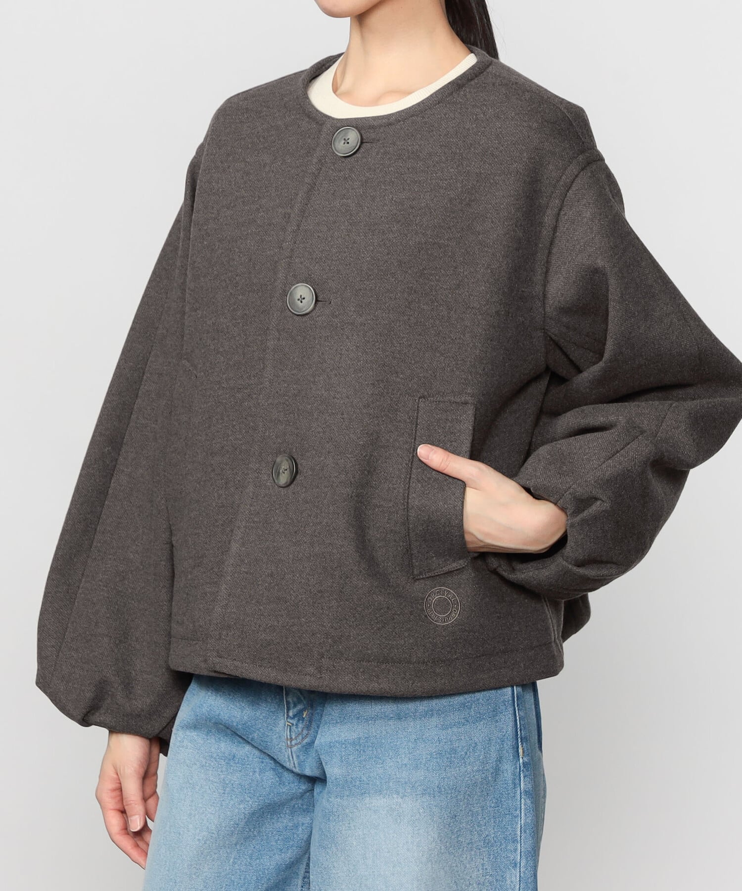 Bshop｜ORCIVAL | ブリティッシュツイード ノーカラーブルゾン WOMEN