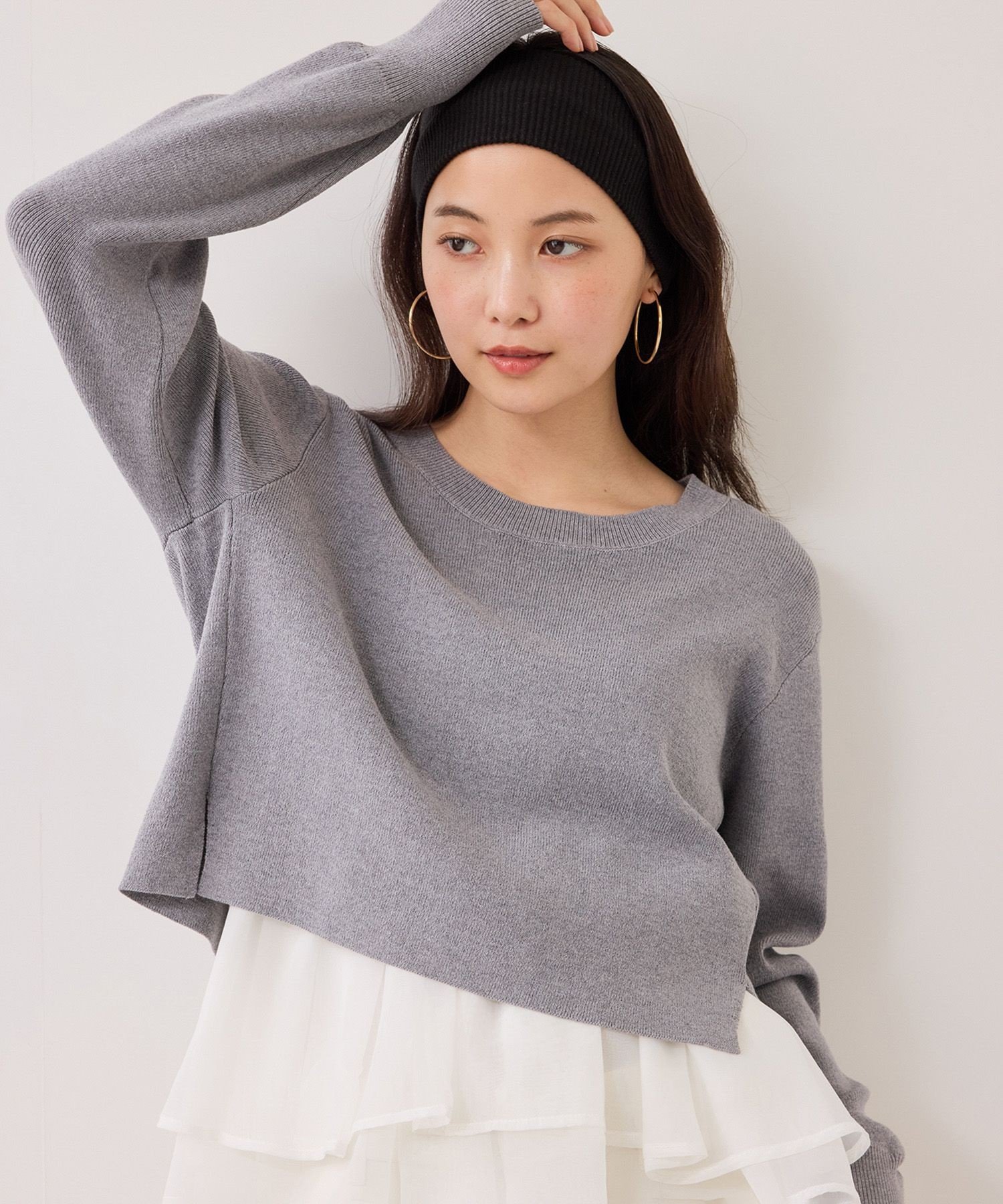 楽天市場】ペプラム トップス（カラーグレー）（セーター｜ニット