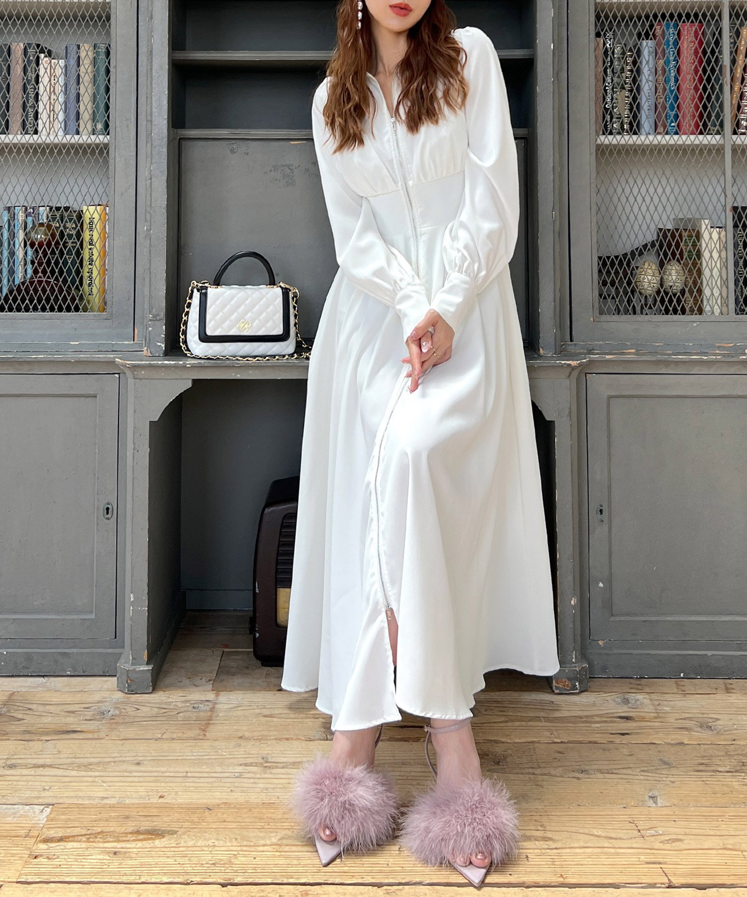 ROYAL PARTY｜コルセット風フロントZIPシャツワンピース | Rakuten