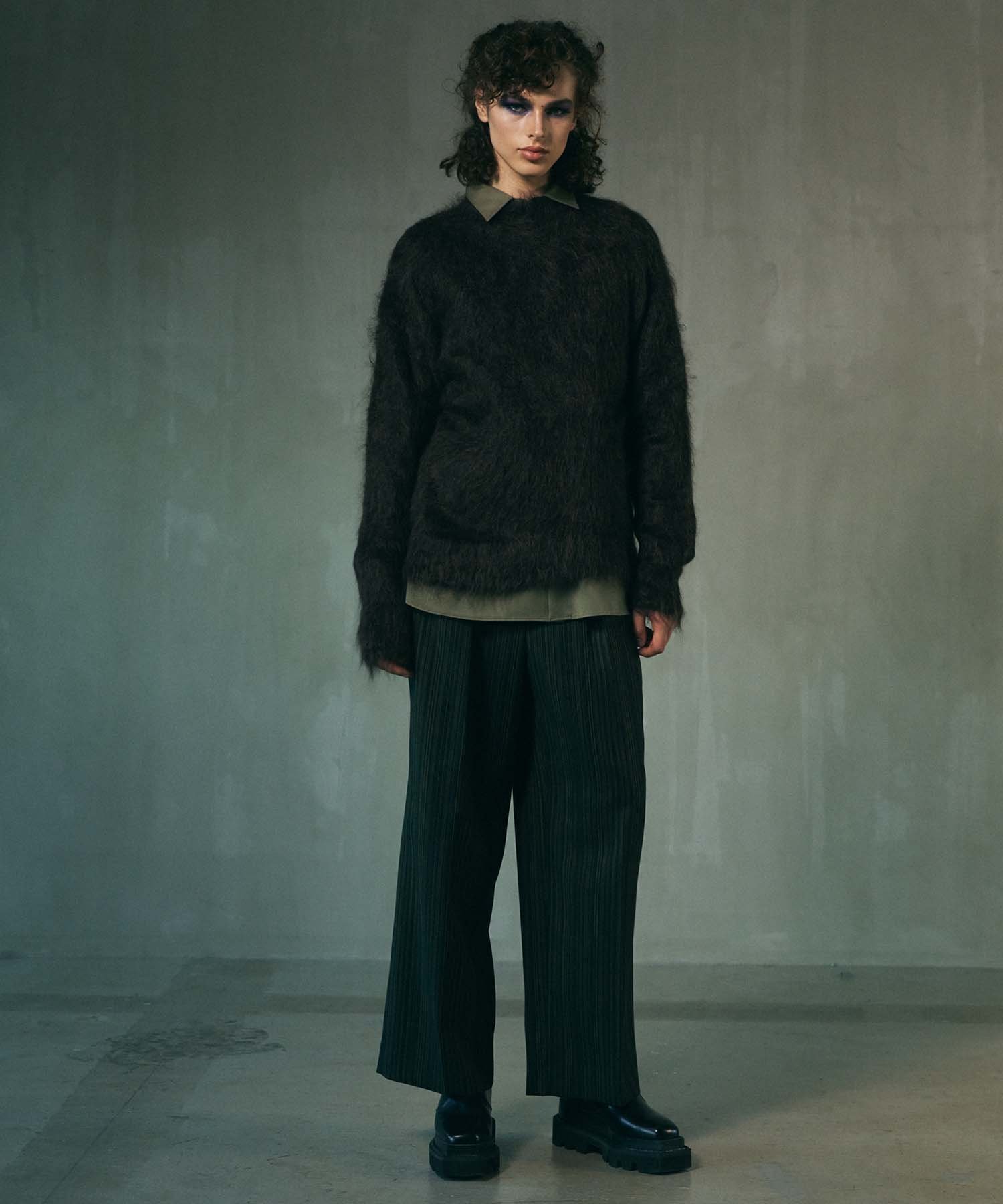 MAISON SPECIAL｜IGEA Super Brushed Kid-Mohair Prime-Over Crew Neck