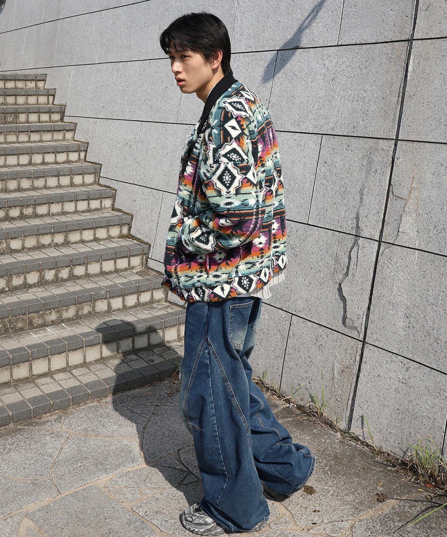 aimoha｜HOOK -original- 民族風幾何学模様ボアジャケット | Rakuten