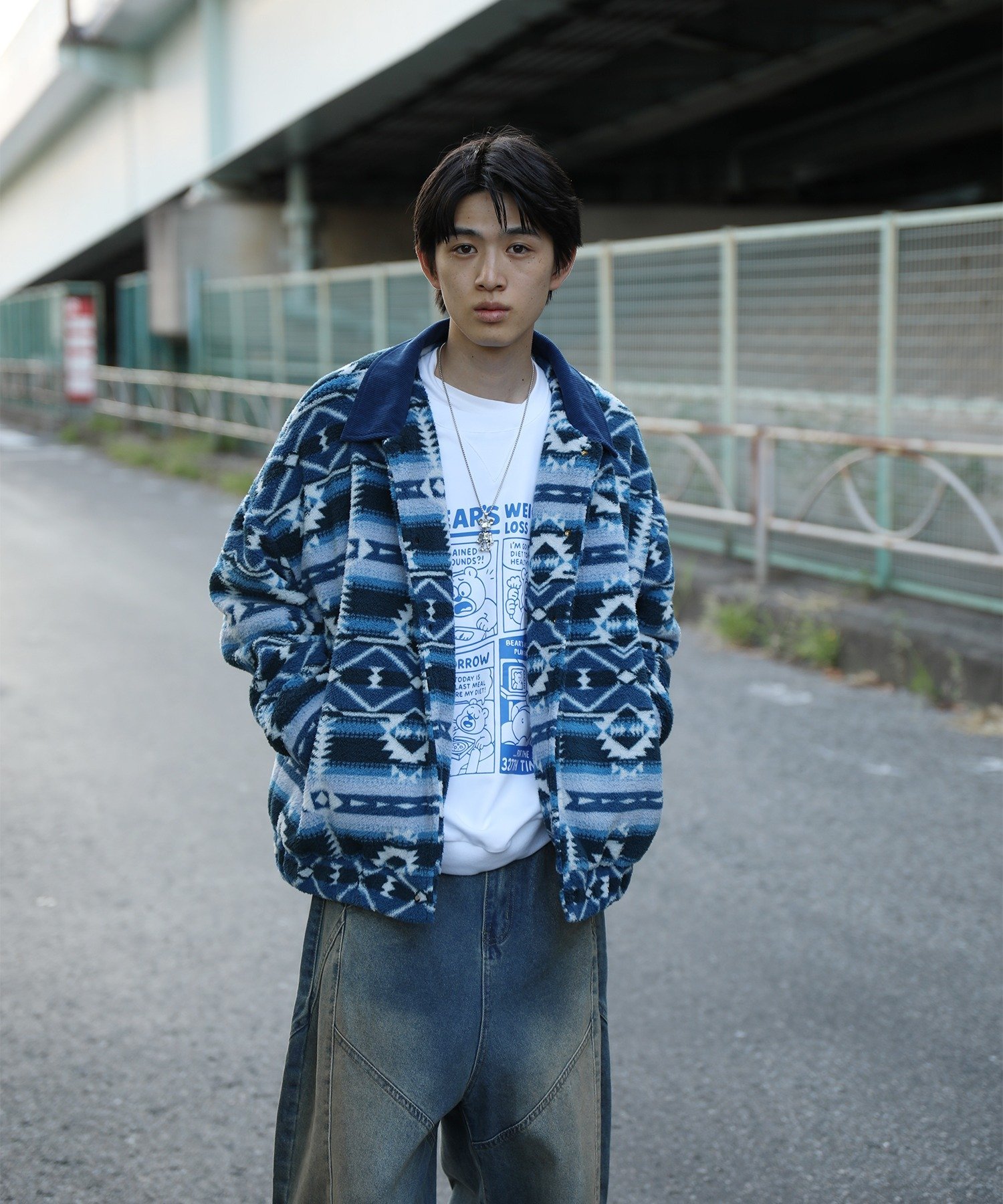 aimoha｜HOOK -original- 民族風幾何学模様ボアジャケット | Rakuten