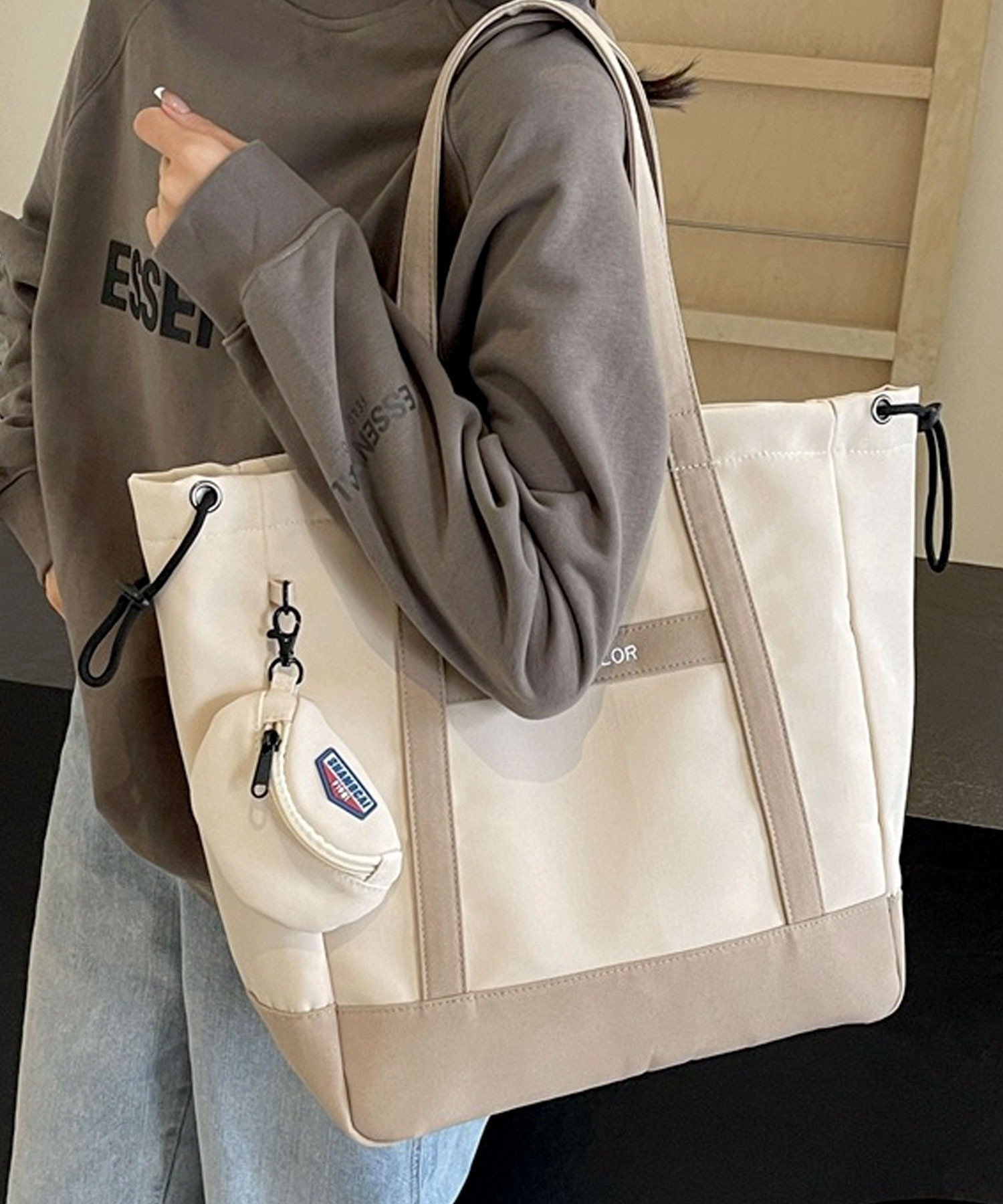 florist｜【大容量・軽量】ミニポーチ付き♪シンプルカジュアルトート