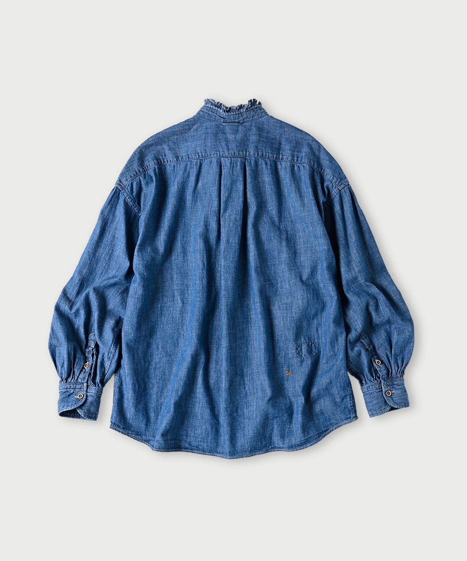 45R｜瑠璃ダンガリーデニムのボウタイクッペシャツ(加工) | Rakuten