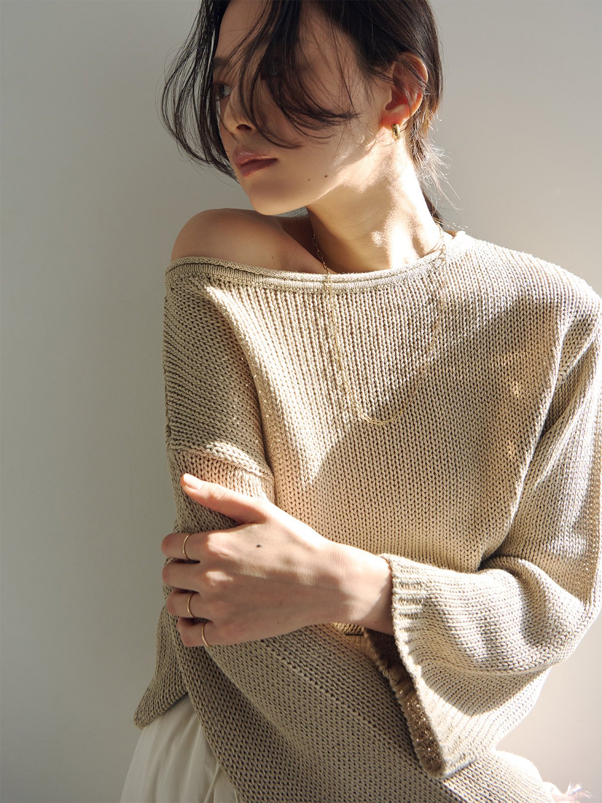 anuans｜ペーパーヤーンニットプルオーバー | Rakuten Fashion(楽天