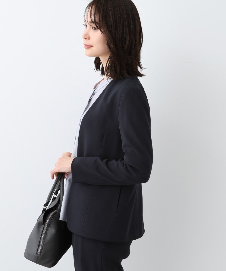 INDIVI｜【洗える/UVケア/スーツ】ストレッチノーカラージャケット