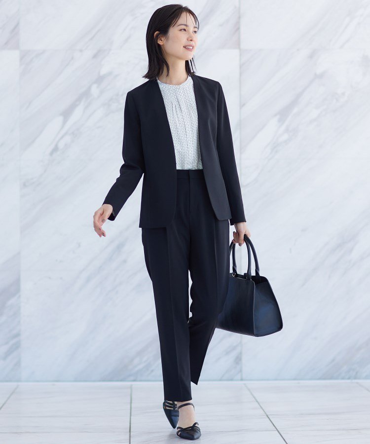 INDIVI｜【洗える/UVケア/スーツ】ストレッチノーカラージャケット