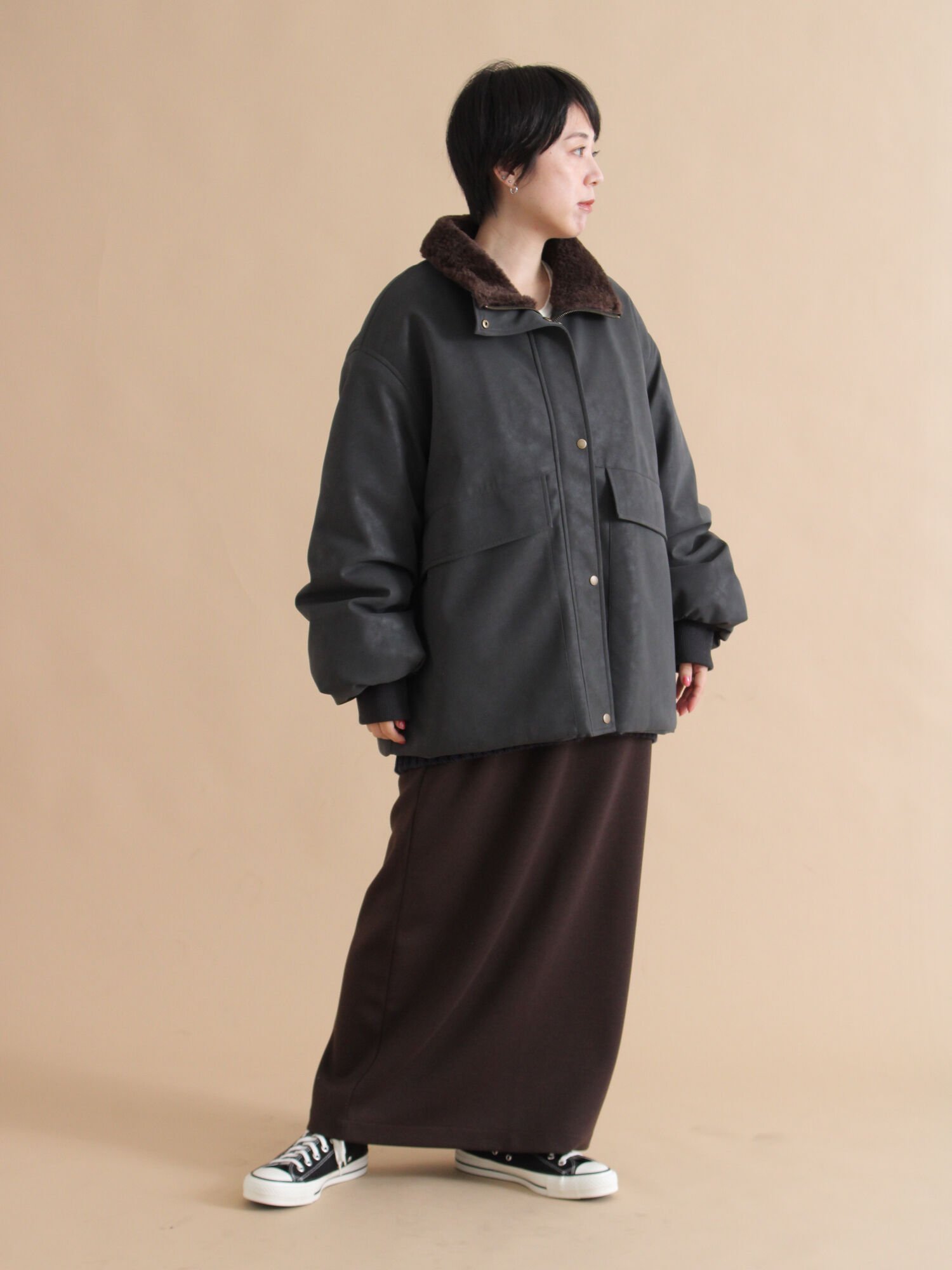 Samansa Mos2｜レザーライクミリタリージャケット | Rakuten Fashion