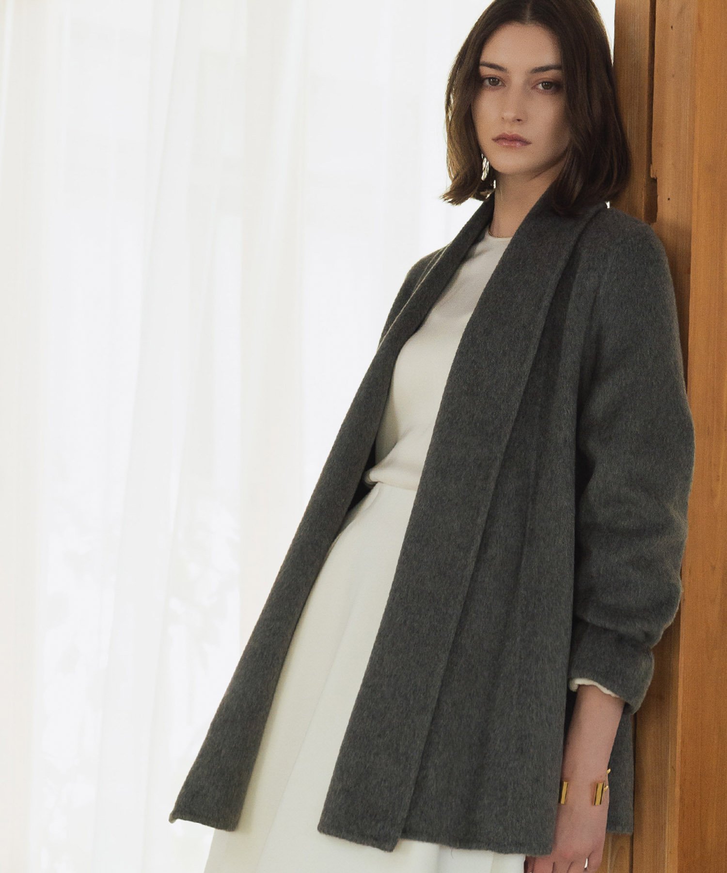 RIVER FIELD & Co.｜【ウール90%+アルパカ10%】ショールカラー ウール