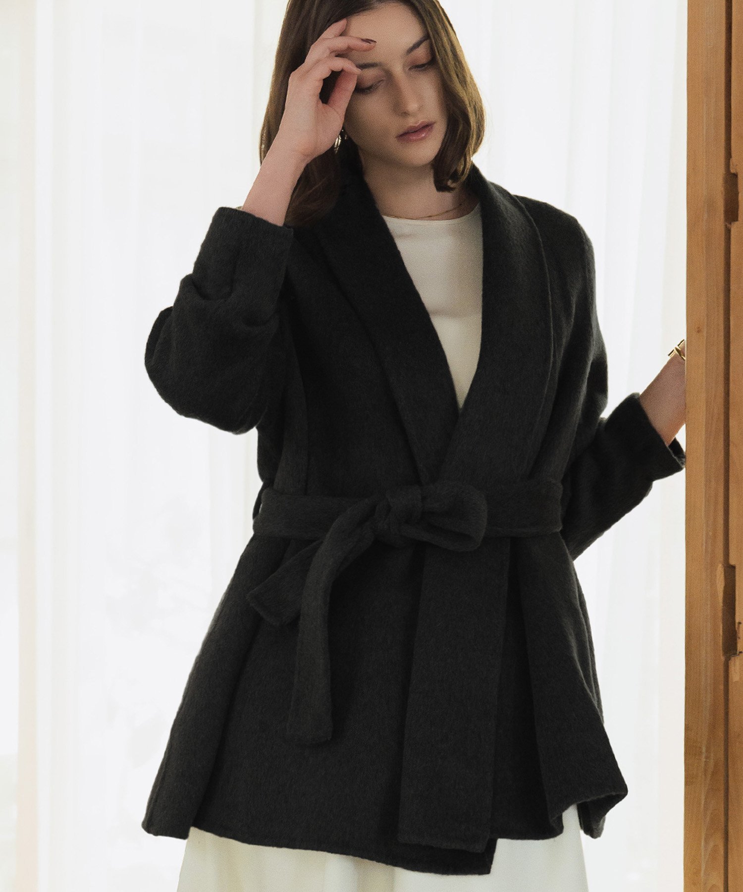 RIVER FIELD & Co.｜【ウール90%+アルパカ10%】ショールカラー ウール