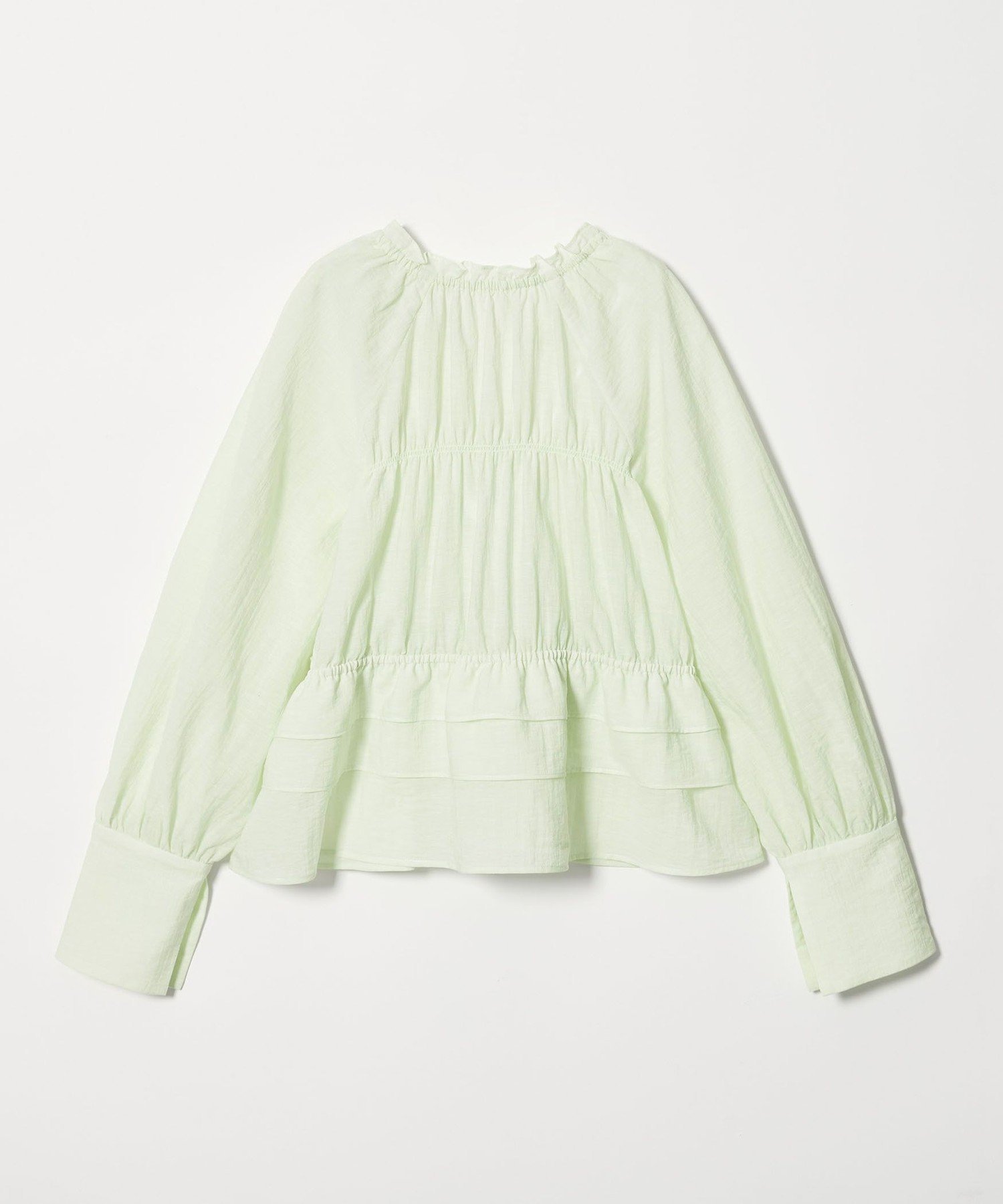 イウエンマトフ　フリルギャザーブラウス　ブラウン　ユナイテッドアローズ フリル ギャザー ブラウス ウォッシャブル