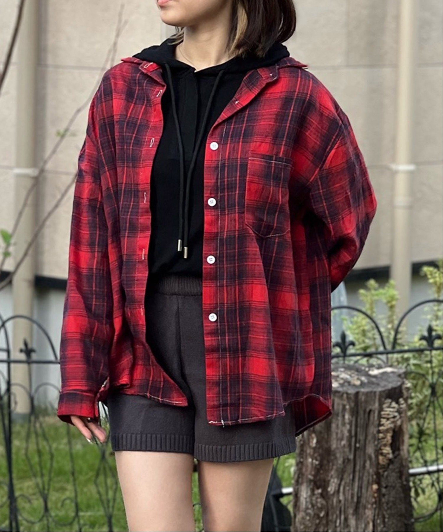 CERCA｜Chiina/(W)オーバーサイズ ヴィンテージ チェックシャツ