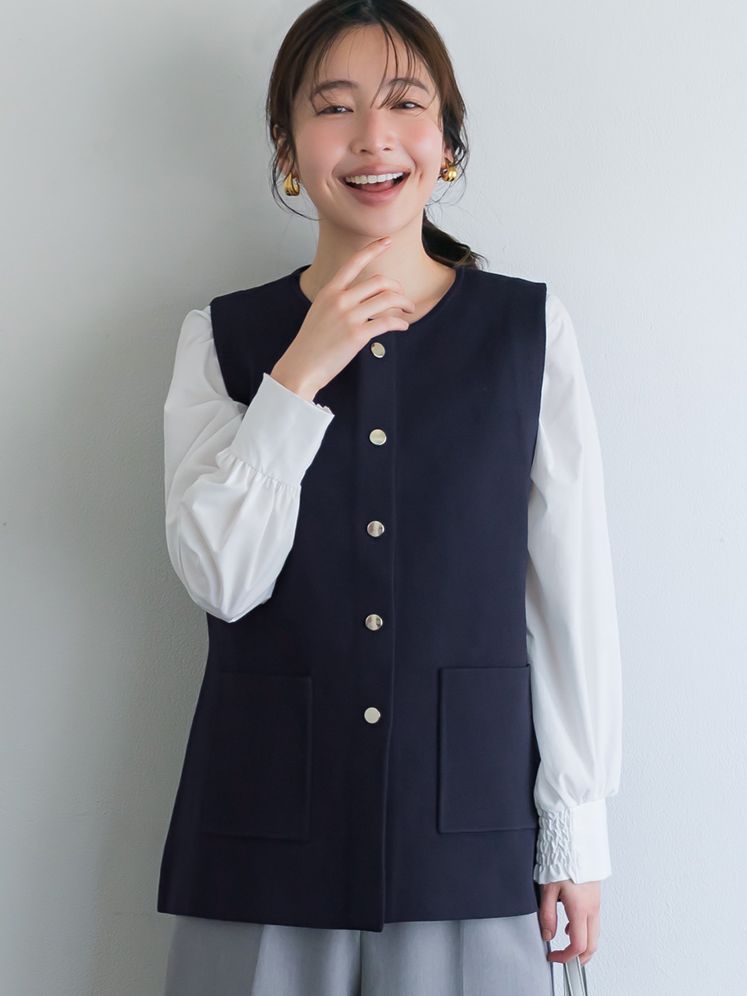 楽天市場】ボタン ゴールド（ベスト・ジレ｜トップス）：レディース