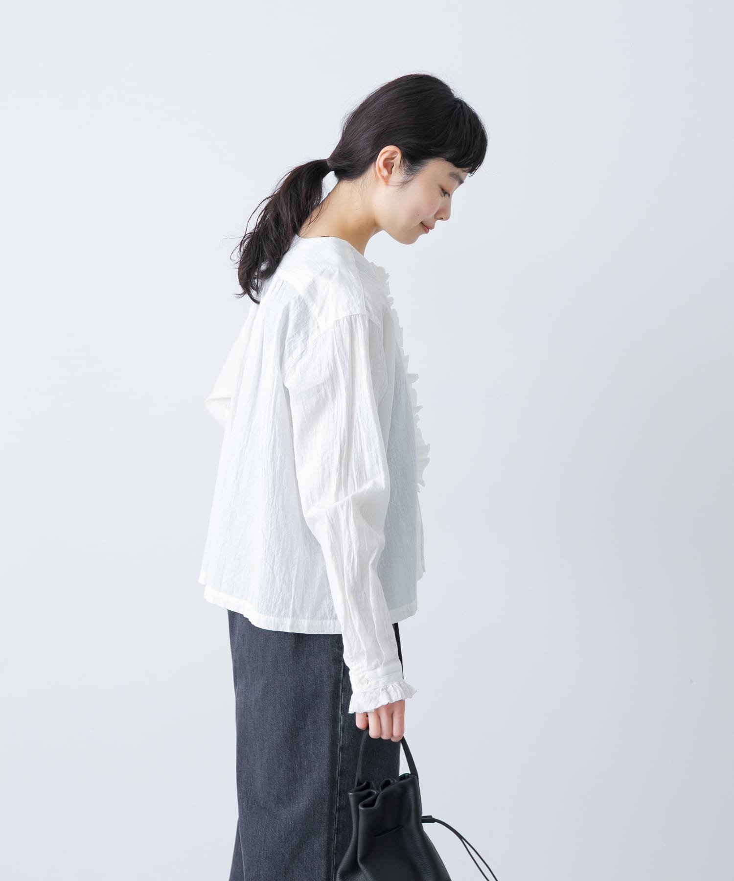 かぐれ｜コットンリネンフリルブラウス | Rakuten Fashion(楽天