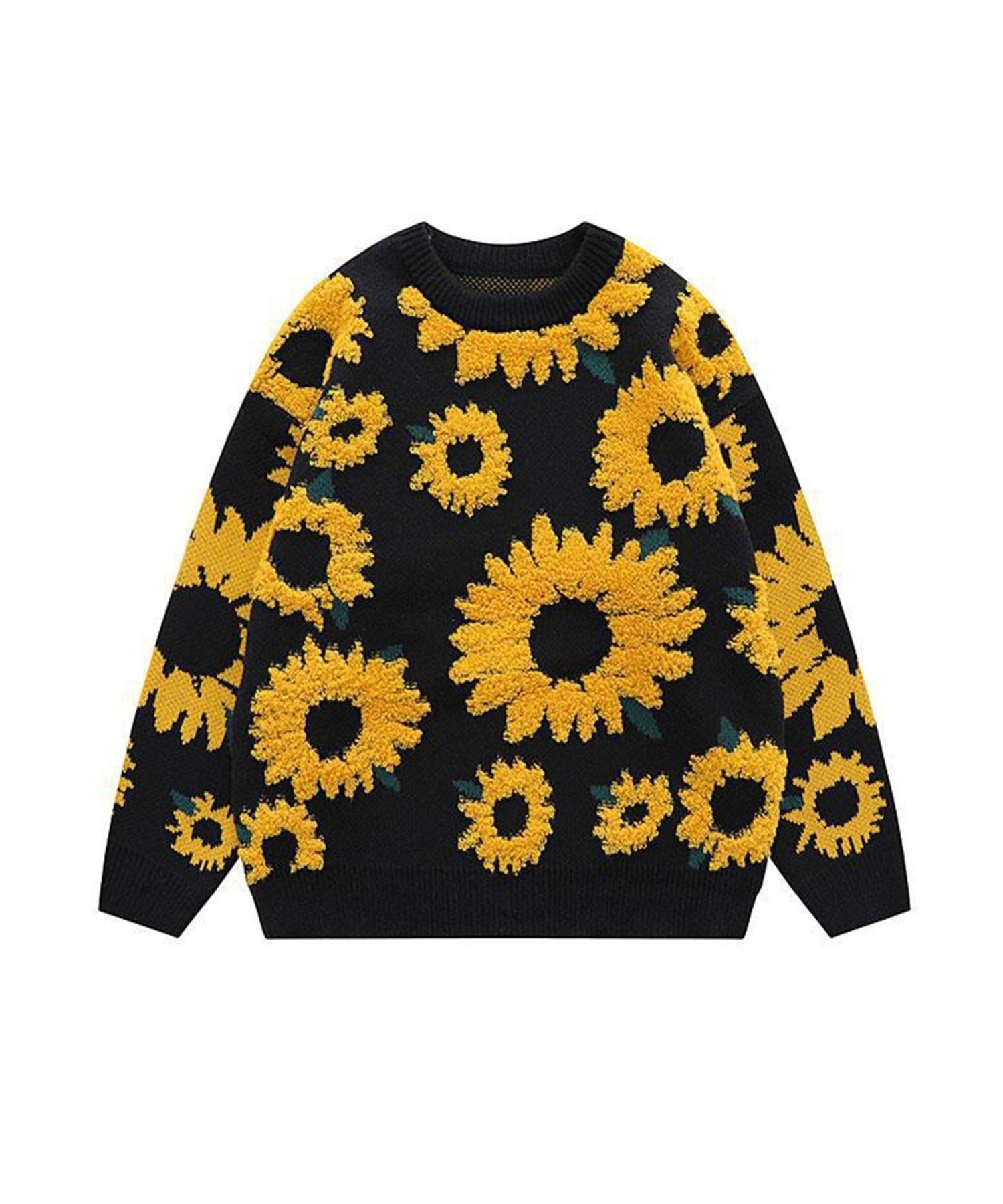 aimoha｜HOOK/(U)【HOOK】サガラ刺繍風ひまわり総柄ニット | Rakuten
