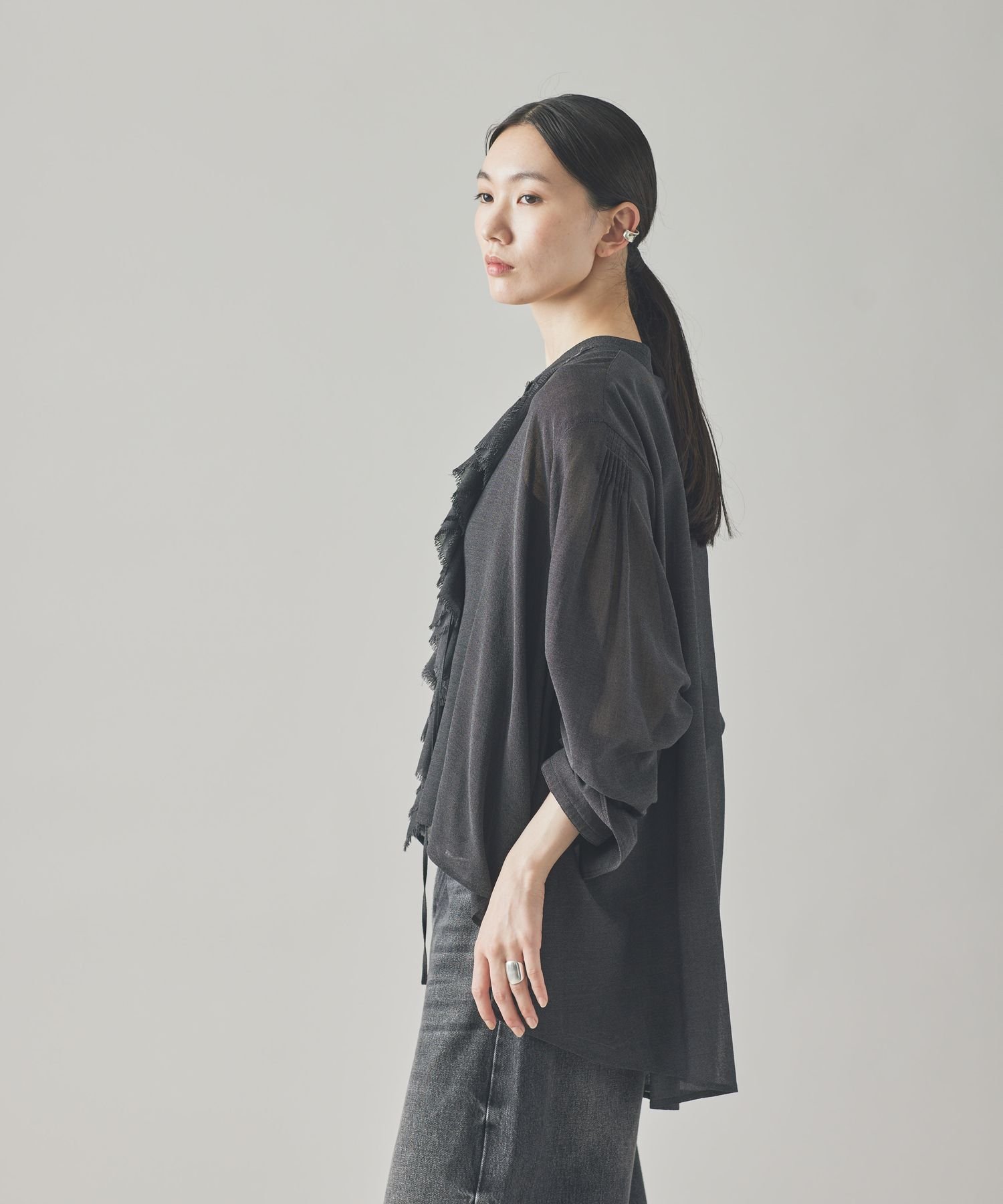 Curensology｜ウールミックスボイルフリルブラウス | Rakuten Fashion