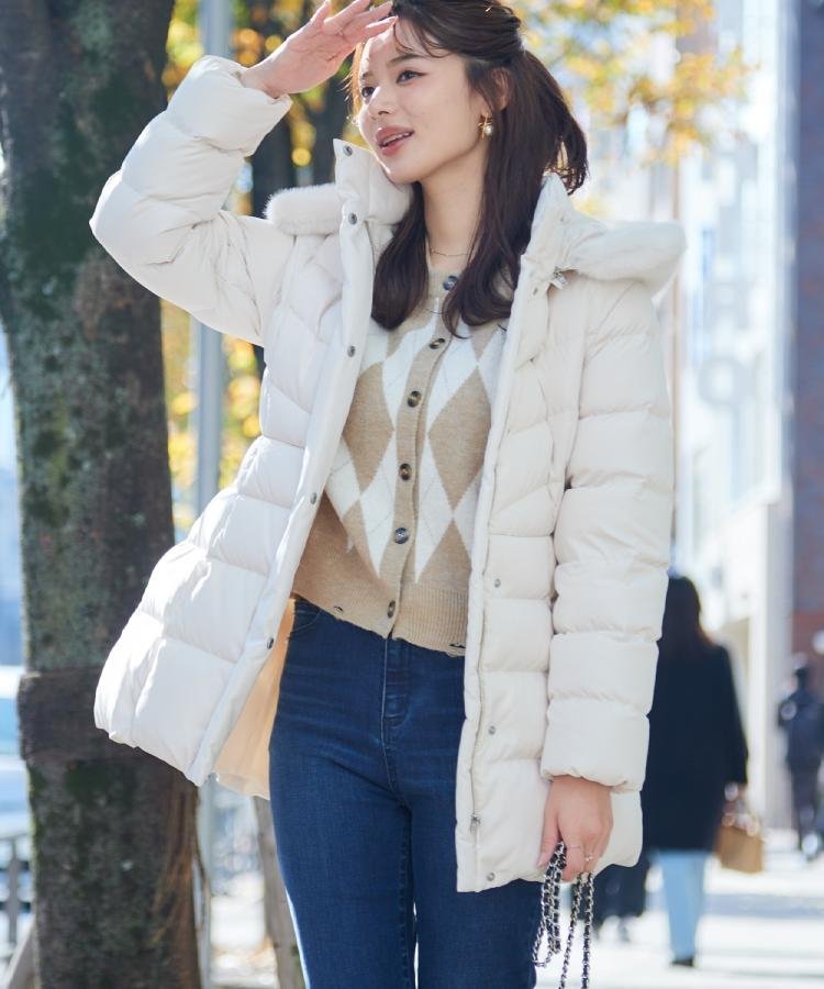 Couture Brooch｜【2WAY・ベルト付き】フードフェイクファー ミドル丈