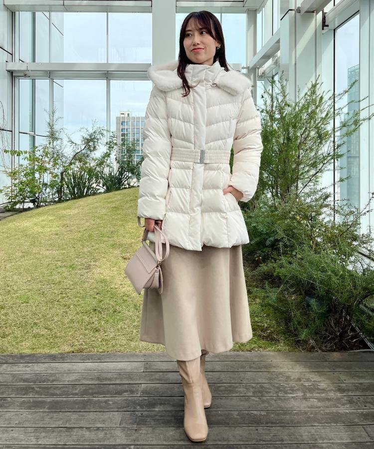 Couture Brooch｜【2WAY・ベルト付き】フードフェイクファー ミドル丈