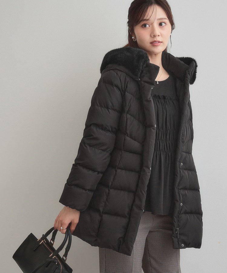 Couture Brooch｜【2WAY・ベルト付き】フードフェイクファー ミドル丈