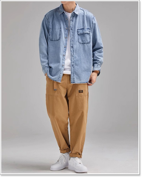 楽天市場】デニムシャツ メンズ 長袖 春 秋 冬 ダンガリーシャツ
