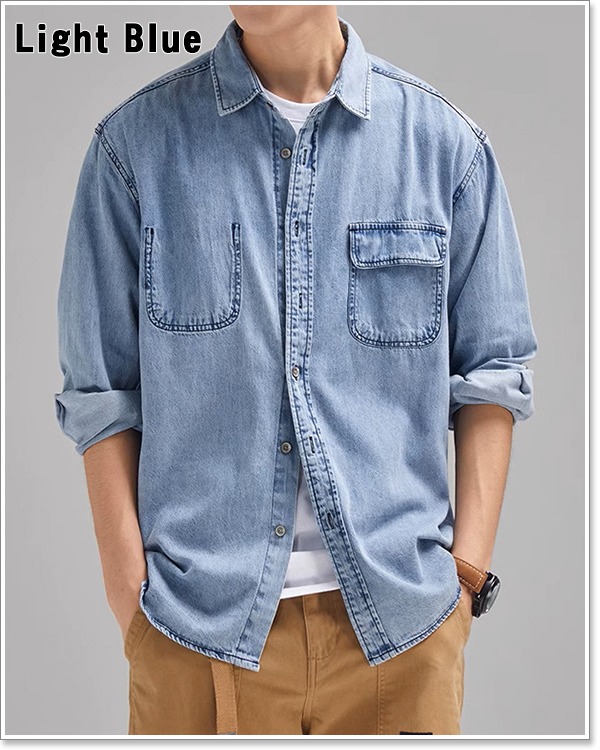 楽天市場】デニムシャツ メンズ 長袖 春 秋 冬 ダンガリーシャツ