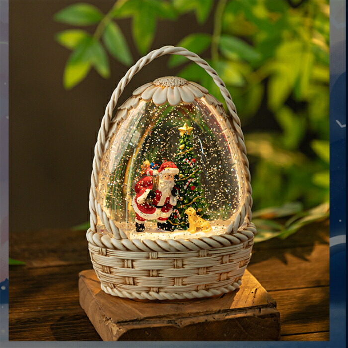 楽天市場】スノードーム クリスマスオルゴール 花かごの形 バスケット