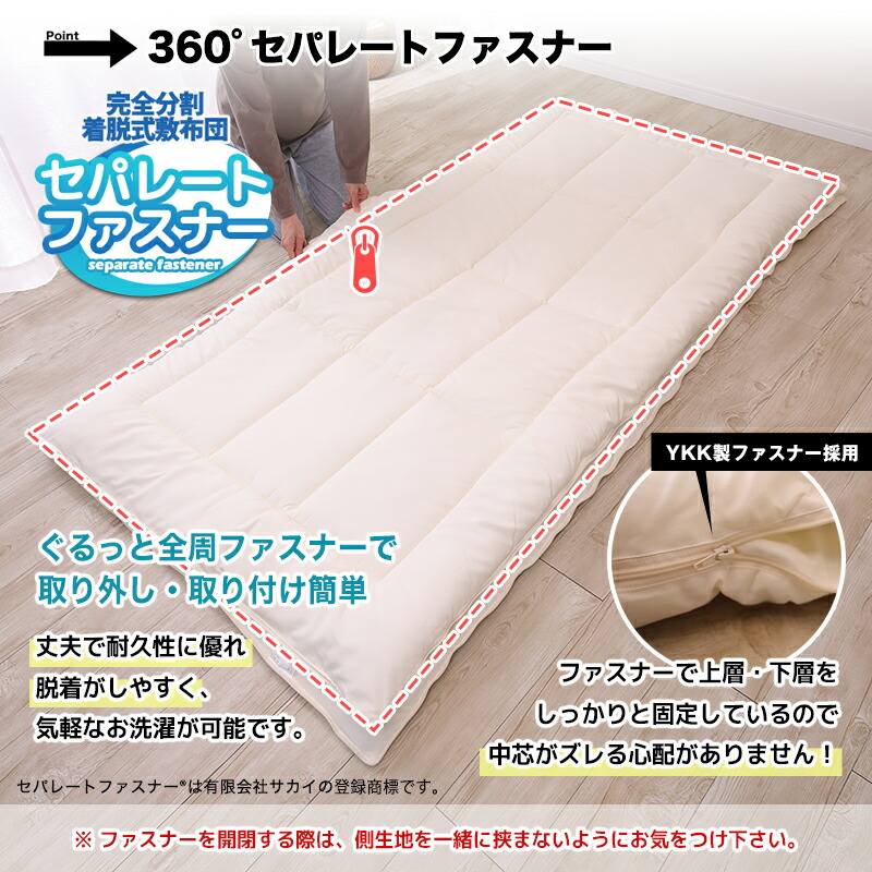 楽天市場】ウォシュロン完全分割着脱式洗える敷布団ダブルサイズ（140