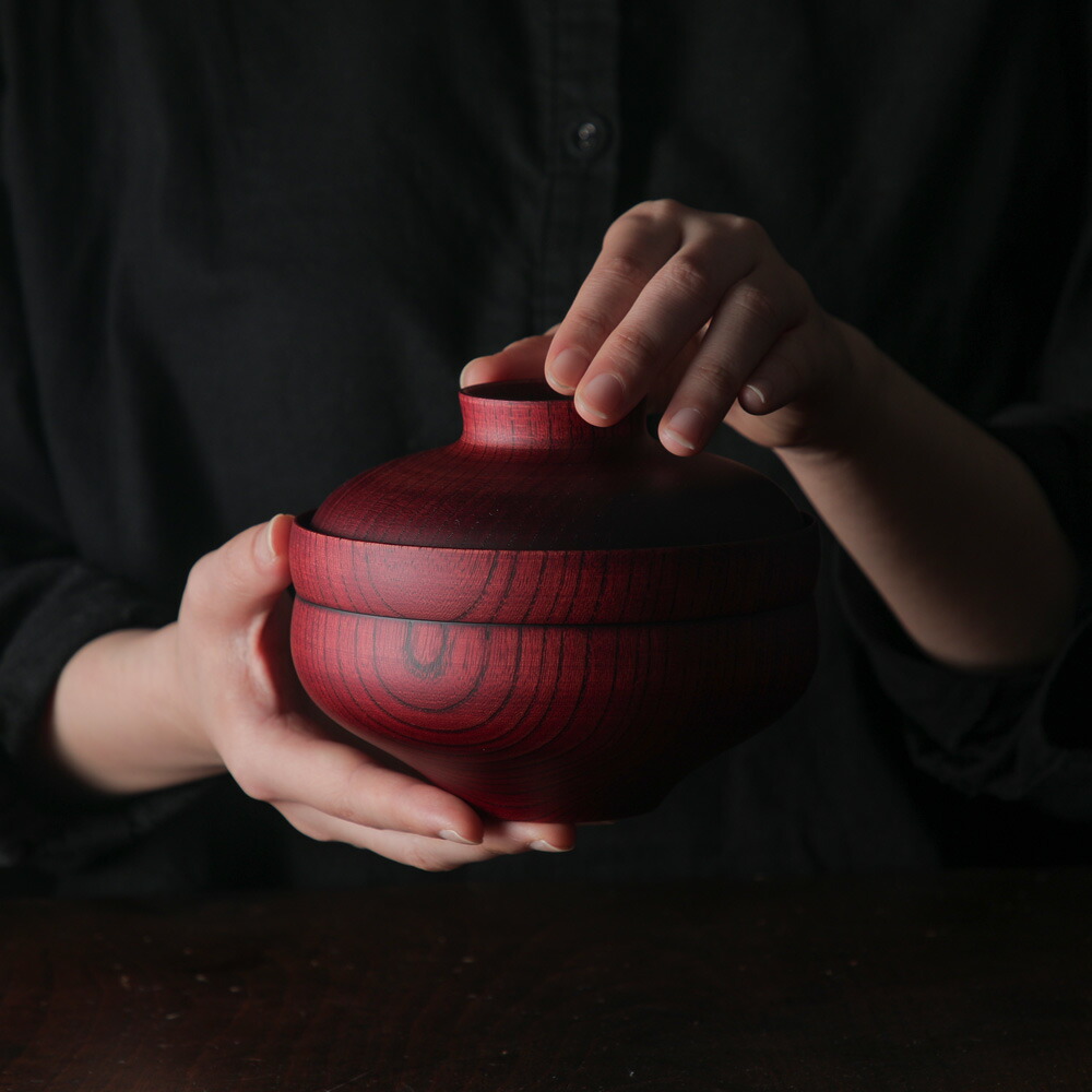 楽天市場】雑煮椀 我戸幹男商店 TSUMUGI 蓋付椀 軍配 red ケヤキ 石川