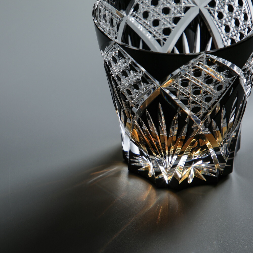 楽天市場】田島硝子 江戸黒切子 ロックグラス 江戸切子 オールド 八角