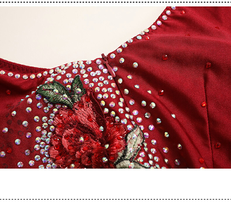 楽天市場】レディース 社交ダンス衣装 刺繍 アップリケ サテンドレス