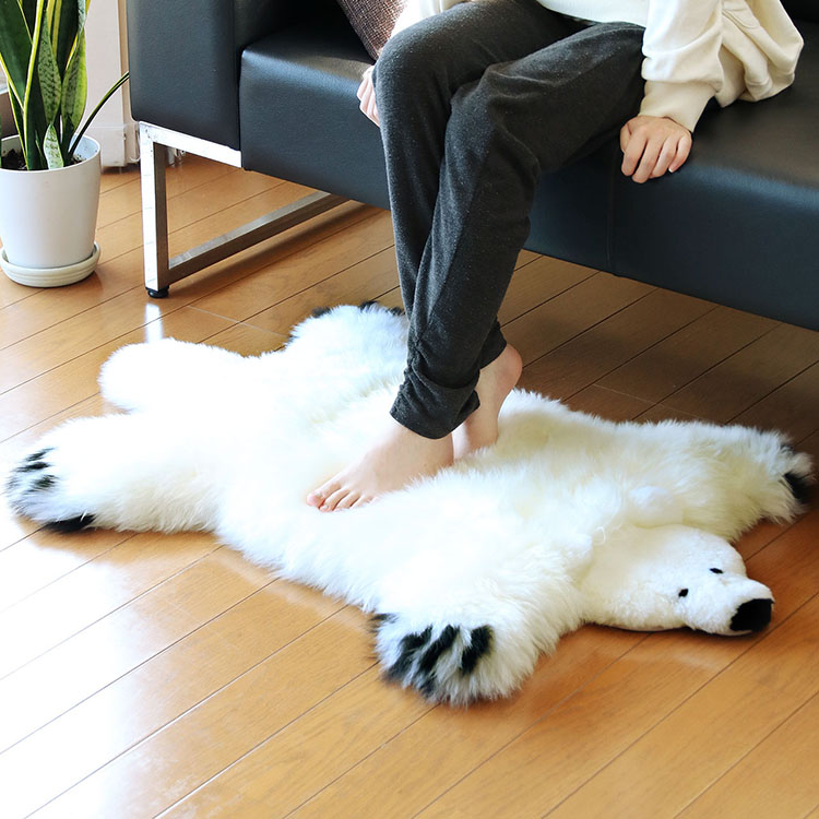 楽天市場】【期間限定価格】ムートン クマ ラグ マット しろくま 白