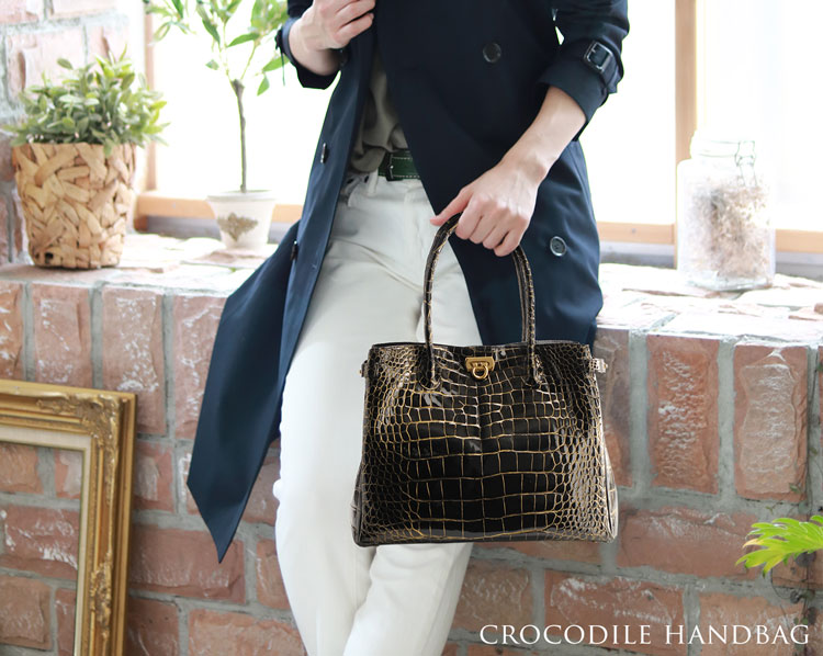 楽天市場】【4h限定20%off】日本製 クロコダイル ハンドバッグ