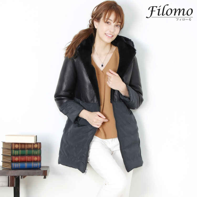 楽天市場】ムートン ＆ ダウン リバーシブル コート レディース フード