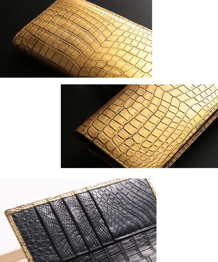楽天市場】【財布10%オフクーポン】クロコダイル 長財布 金箔