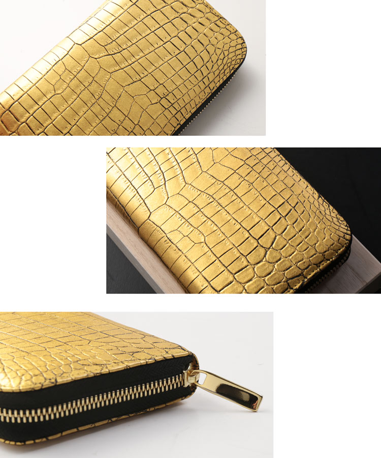 楽天市場】クロコダイル ラウンドファスナー 長財布 金箔 KAZARIHAKU